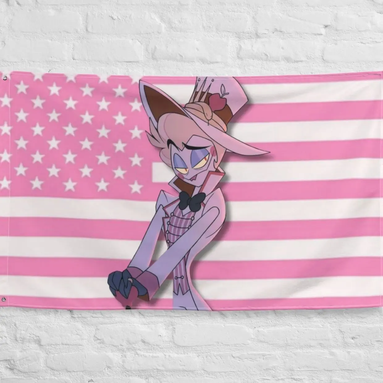 Lucifer Morningstar Hazbin Hotel tapestry Flag | Pink Pastel American Design