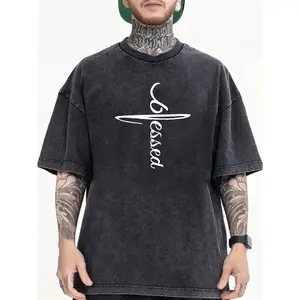 Oversized Black T-Shirt with a Cross Print, Perfect for Everyday Street Style