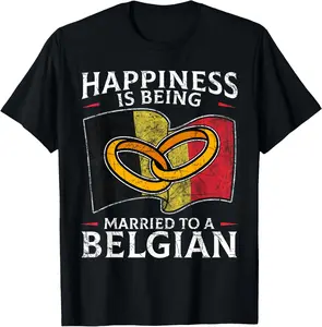 100%cotton Belgium Marriage Belgian Married Flag Wedded Culture T-Shirt
