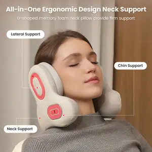 3 in 1 Neck Pillow for Travel, Bluetooth Noise-Canceling Headset with Neck Massager and Heat, U-Shape Memory Foam Airplane Pillows for Head Support Traveling Music Pillow for Home Flight Car