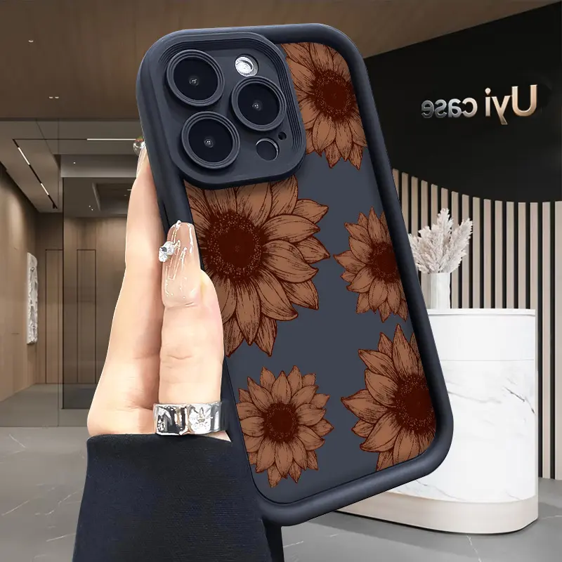 Sunflower Soft Case for  iPhone 16 16e 17 Air 15 14 13 12 11 Pro Max Plus X XS Shockproof Drop Protection Rugged Durable Silicone Cover