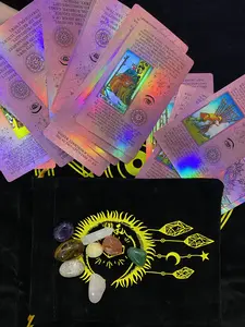 Deluxe Pink Tarot Card Bundle for Beginners: Holographic Pink Cards with Keywords card games