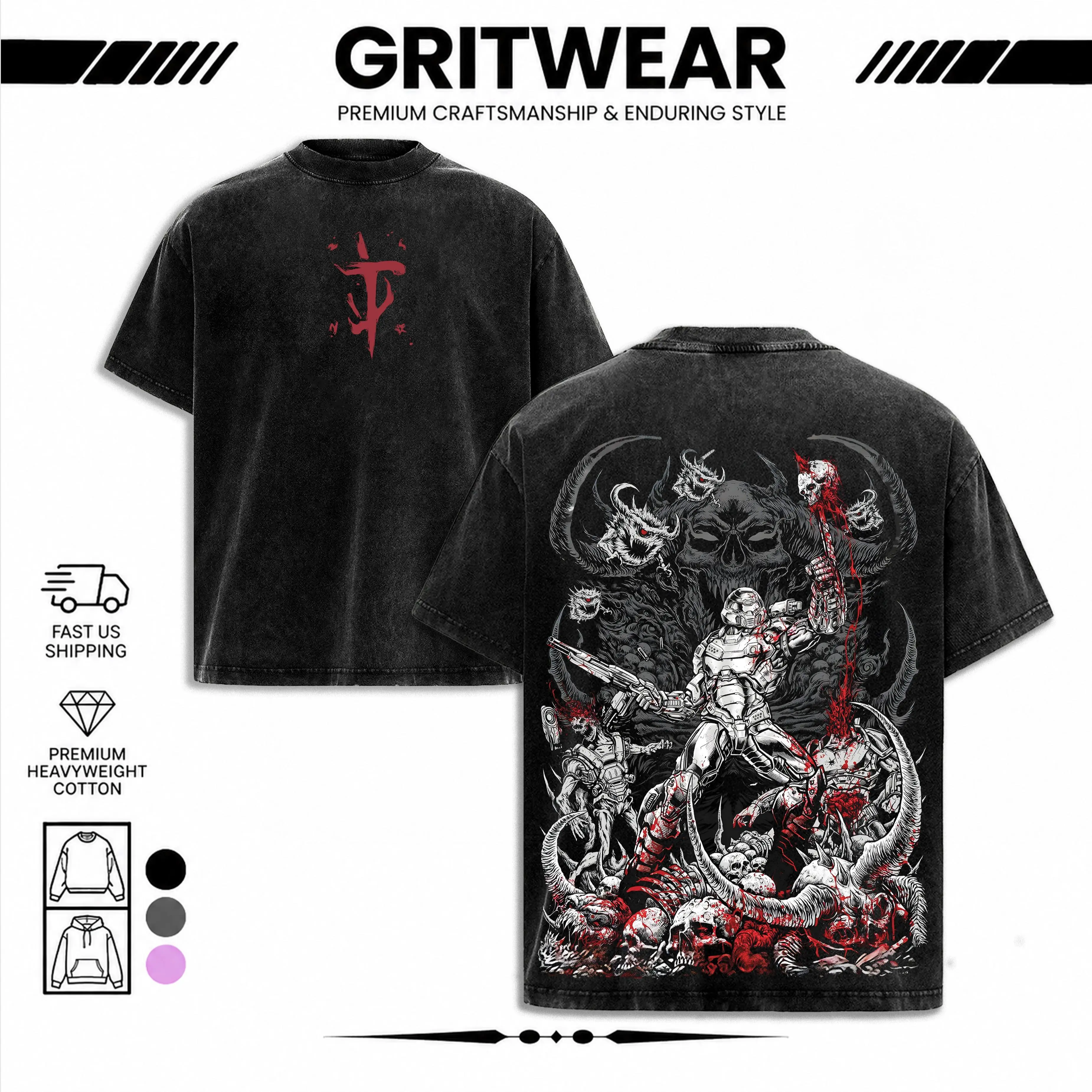 [NEW ARRIVALS] GAMING T-Shirt Double Printed Unisex Acid Washed Lightweight Cotton TShirt, Hoodies, Sweatshirt Vintage RPG Boss Tee, Fantasy Gaming Fan