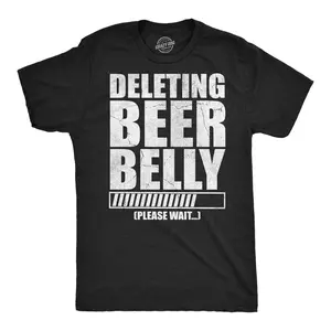 Mens Funny T Shirts Deleting Beer Belly Please Wait Sarcastic Fat Joke Graphic Novelty Tee for Men Mens Funny T Shirts Cool Vintage Fashion T-Shirt Gift Classic Menswear Fitness Apparel for Men Funny Drinking Black -