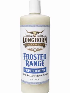 Longhorn Lather Frosted Range Tallow Soap, Smooth Peppermint Cleanser for Body Care