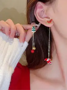 Fashionable Christmas Tree Star Bow Bell Gloves Geometric Santa High Quality Earrings for Women, Perfect Christmas Gift for Any Occasion