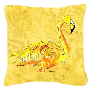 Carolines Treasures  Flamingo On Yellow Indoor & Outdoor Fabric Decorative Pillow