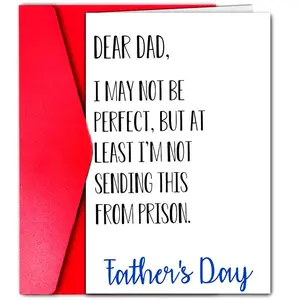 Funny Father's Day Card, 1 Count Creative Letter Pattern Greeting Card with Envelope, Gift for Father, Ideal Gift, Birthday Gift for Dad, Office Stationery & Supplies