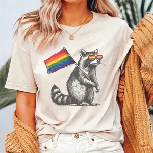 Raccoon Pride Flag T-Shirt: Funny LGBTQ Support Tee 9