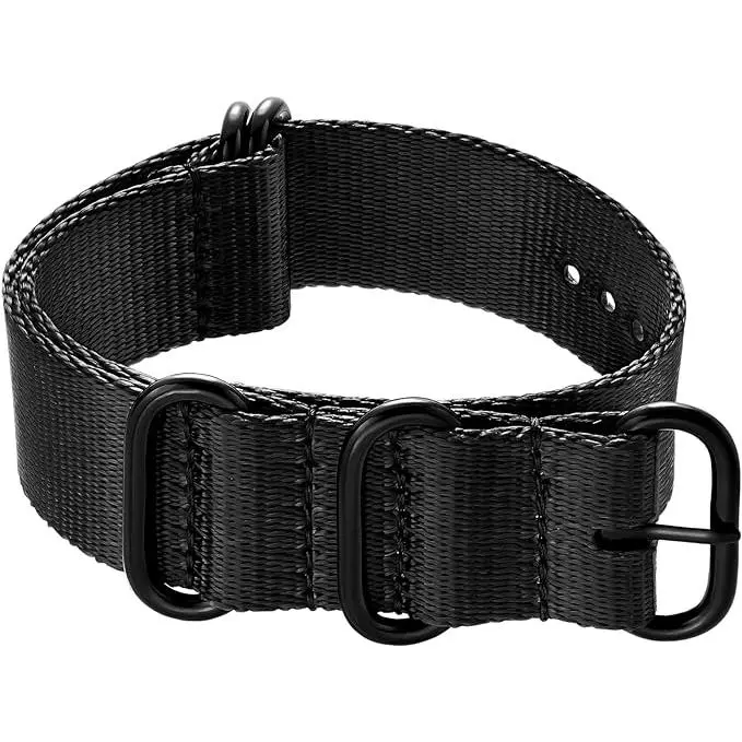 Ritche 18mm 20mm 22mm 24mm Military Ballistic Nylon Strap With Black Heavy Buckle Watch Band (Glossy Buckle), Valentine's day gifts for him or her