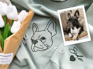 Custom Pet Portrait Embroidered Sweatshirt with Photo and Name – Personalized Dog Hoodie Gift for Pet Lovers