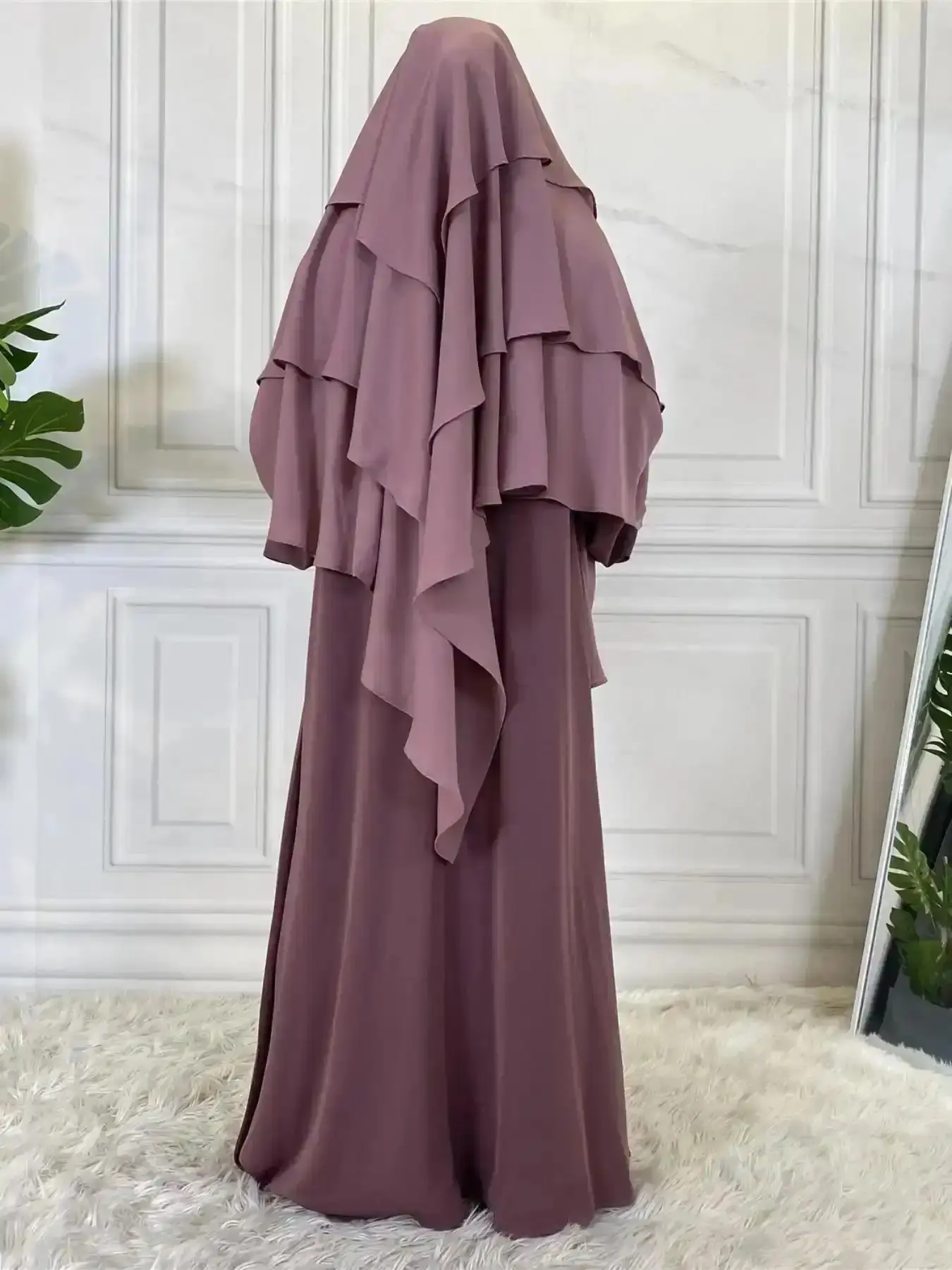 Elegant Women's Solid Tiered Layer Khimar, Simple Modest Fashion Long for Daily Wear, New Trendy Casual Soft Comfortable Women, Arabic Clothing Accessories, Adjustable, Flexible Fit, Classy, Outdoor, Comfy