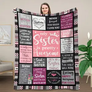 Letter Blanket for Sisters and Brothers Blessing BlanketFlannel Fleece Blanket Nap Blanket Sofa Bed Sofa UseWarm Comfortable Soft Furry Blanket Gift Home CozyLightweight Blanket Sofa Bed Cover Travel Camping LivingRoom Office Sofa Chair Bed Flanne