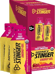 Honey Stinger Organic Fruit Smoothie Energy Gel, Gluten Free & Caffeine Free, for Exercise, Running and Performance, Sports Nutrition for Home & Gym, Pre and Mid Workout, 12 Pack, 13.2 Ounce