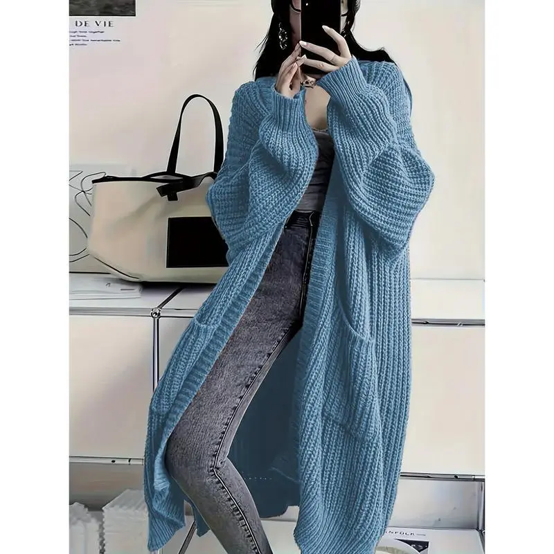 LongLengthPlusSizeOpenFrontLooseKnitCardiganwithPocket,CasualWomen'sLongSleeveCardigan LongLengthPlusSizeOpenFrontLooseKnitCardiganwithPocket,CasualWomen'sLongSleeveCardigan