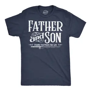 Mens Funny T Shirts Father and Son Fishing Partners for Life Sarcastic Fathers Day Graphic Tee for Men Mens Funny T Shirts Cool Vintage Fashion T-Shirt Gift Classic Menswear Dad Joke Apparel for Men Funny Navy -