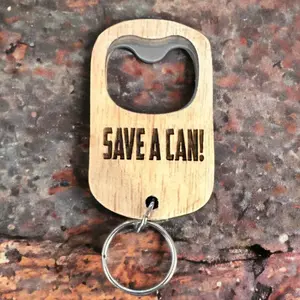 Personalized Wood Bottle Opener Keychain - Engraved Custom Keyring for Her - Wedding Favor Gift - Kitchen, Smooth