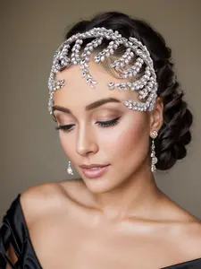 Rhinestone Decorated Bridal Headwear, Elegant Bridal Headwear for Wedding Bridal Party Formal Occasions, Fashion Hair Accessories for Women