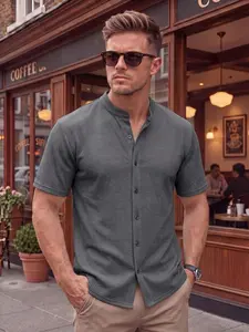 2026 New Summer Casual Knitwear, Plain Color Multi-Button Snake Pattern Short Sleeve Outerwear, Men's Fitted Open Cardigan