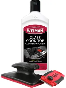 Cooktop and Stove Top Cleaner Kit - Glass Cook Top Cleaner and Polish 10 oz. Scrubbing Pad, Cleaning Tool, Razor, Scraper - Weiman