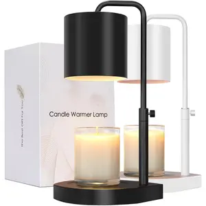 Candle Warmer Lamp Adjustable Height Dimmable with Timer Large Jar Candles Compatible - No Flame Scented Wax Warmer with 2 Bulbs - Mothers Day  - Black