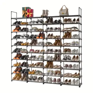 10 Tiers Shoe Rack Storage Organizer for Entryway Holds 80 Pairs Stackable Metal Adjustable Shoe Shelf Plastic & Metal Construction