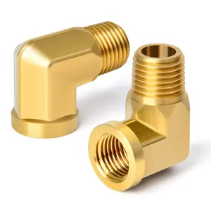 TAISHER 90 Degree Barstock Street Elbow, NPT Male Pipe or NPT Female Brass Pipe Fitting