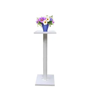 FixtureDisplays® 12 X 12" Adjustable Height 17 - 32" Riser Stand Steel Tube White Wood Platform for Plants, Sculptures, Donation Boxes 15250-NF