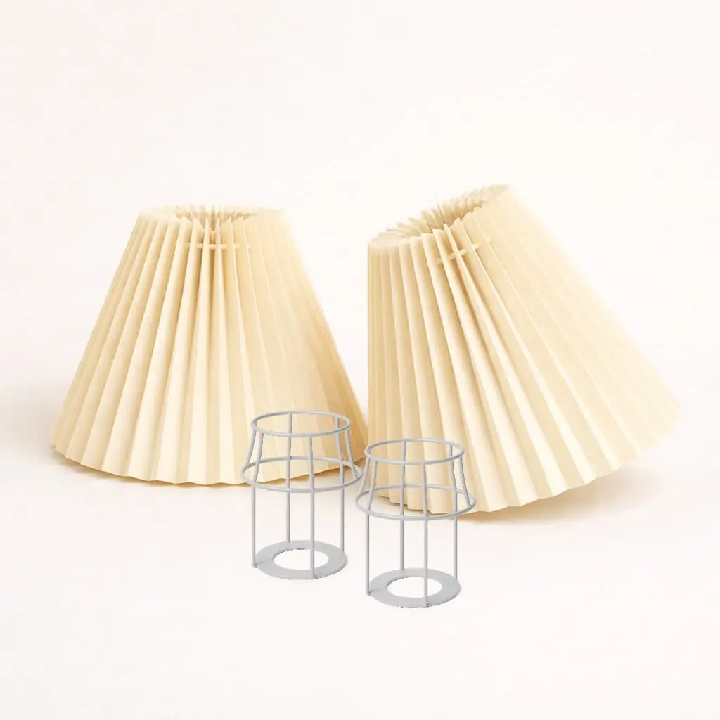 Small lampshades for table lamps, pleated, set of 2. Suitable for E27. 9"x6.2" Compatible with any interior. (Ivory)