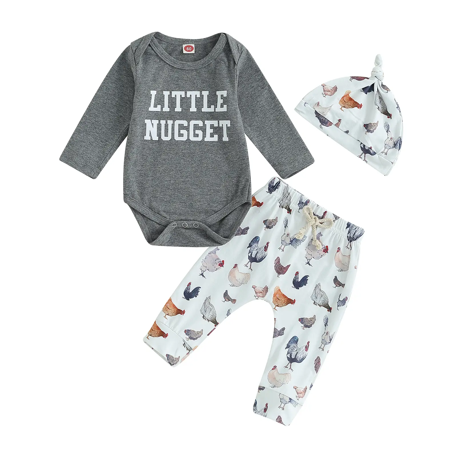 Infant Baby Boy Girl Farm Letter Bodysuit Romper and Long Pants Newborn Coming Home Outfit Cute Clothes Sets with Hat