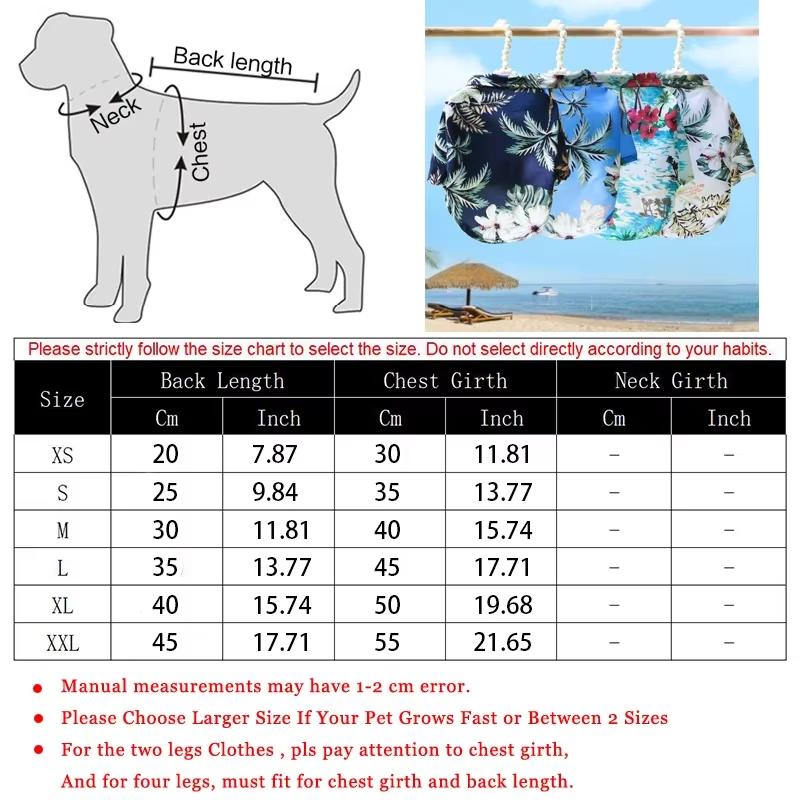 Dog T-Shirts Hawaiian Beach Style Thin Breathable Summer Dog Clothes for Small Dogs Puppy Pet Cat Vest Chihuahua Yorkies Poodle