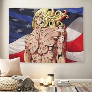 JoJo's Bizarre Adventure Funny Valentine Wall Flag, Anime Print, Mid-century Modern Black Flash Manga Style, Otaku Aesthetic, For Adult Fans, Gamer Room Decor, Living Room, Bedroom