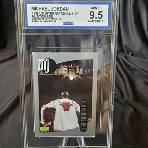 Michael Jordan 1998 UD International #107 Mint+ 9.5 with MJ Stickers and 16 Surfaces