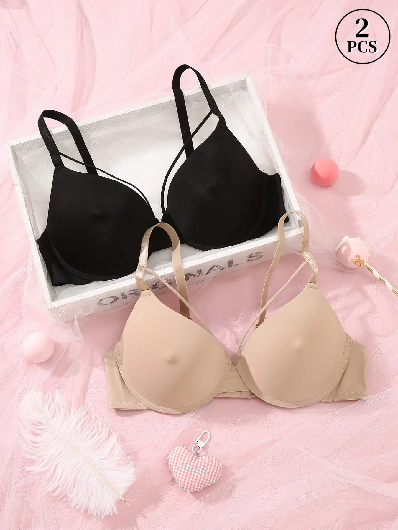 2PCS Women's Seamless Push-Up Elegant Nylon Fabric Comfy Bras, Underwire Support Anti‑sagging, Cover Side Breasts Slimming Adjustable Straps T-shirt Bra Smooth Breathable Comfortable,everyday Wear
