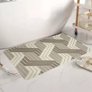 New Embroidered Geometric Pattern Carpet, Soft Fabric, Non-Slip Bottom, Ideal for Entrance Doorway, Bedroom, Bathroom, Laundry Room