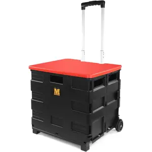 Collapsible black rolling folding dolly cart for teachers multifunctional teacher dolly with extra storage durable wheels and easytofold design for classroom office shopping