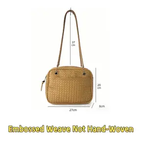 Embossing Process Of PU Leather With Woven Texture Vegan Crossbody Bags Woven Patterns Handbags Shoulder Handbag Crossbody Vintage Handle With Braided Top Handle Versatile Tote Bag Retro Casual Boston Bag For Business Trips Shopping Travel Parties Handcra
