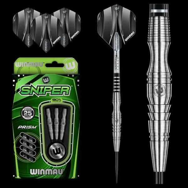 Winmau Sniper Steel Tip Darts - High Grip Unique Barrels with 3D Modelling Technology, Control, In-Flight Stability for Sports, Outdoor Leisure Activities