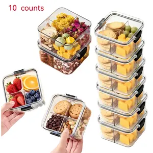 10-Piece Square Divided Sealed Containers, Food Grade Storage Bins, Ideal for Organizing & Protecting Items, Durable Design, Christmas Pastry Storage, Snack Containers