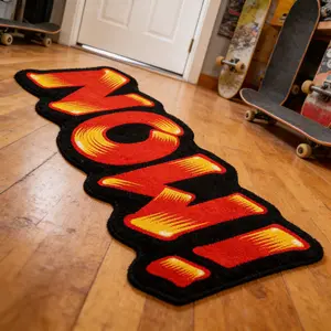 Vibrant Letter Now Pattern Carpet, Vibrant Design, Irregular Shape, Bedroom Bedside Rug, Living Room Sofa Rug, Home Decor, 1 Piece