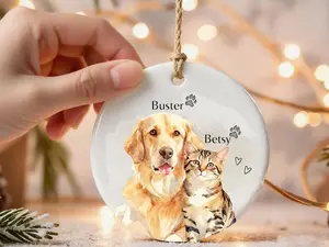 Personalized Watercolor Pet Ornament Custom Dog & Cat Christmas Keepsake Memorial Gift for Pet Lovers High-Quality Durable Materials