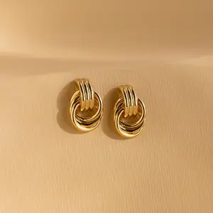 Mini Triple Knot Earrings by Caitlyn Minimalist - Chunky Gold Statement Earrings - Clean Girl Jewelry - Gift for Her