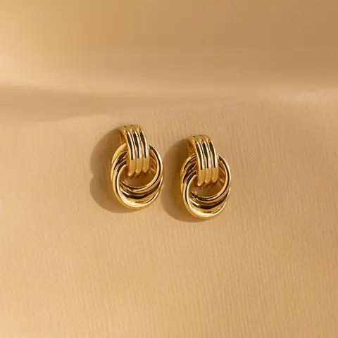 Mini Triple Knot Earrings by Caitlyn Minimalist - Chunky Geometric Statement Earrings in Gold, Mixed Metal, & Silver - Minimalist Jewelry - Christmas Stocking Stuffers