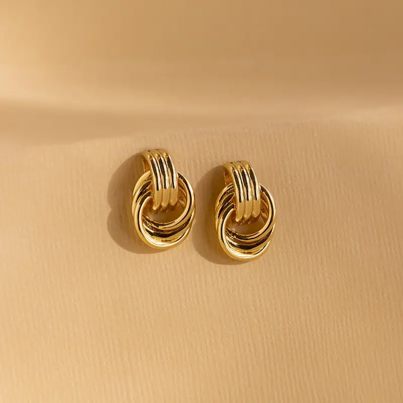 Mini Triple Knot Earrings by Caitlyn Minimalist - Chunky Geometric Statement Earrings in Gold, Mixed Metal, & Silver - Minimalist Jewelry - Christmas Stocking Stuffers