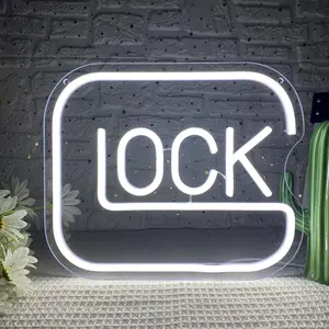 Lock Sign Neon Light, Fashion LED Wall Decor, Bedroom Room Decoration, Clothing Store Office Assembly, Exclusive Theme Neon Light, Led Neon Lights