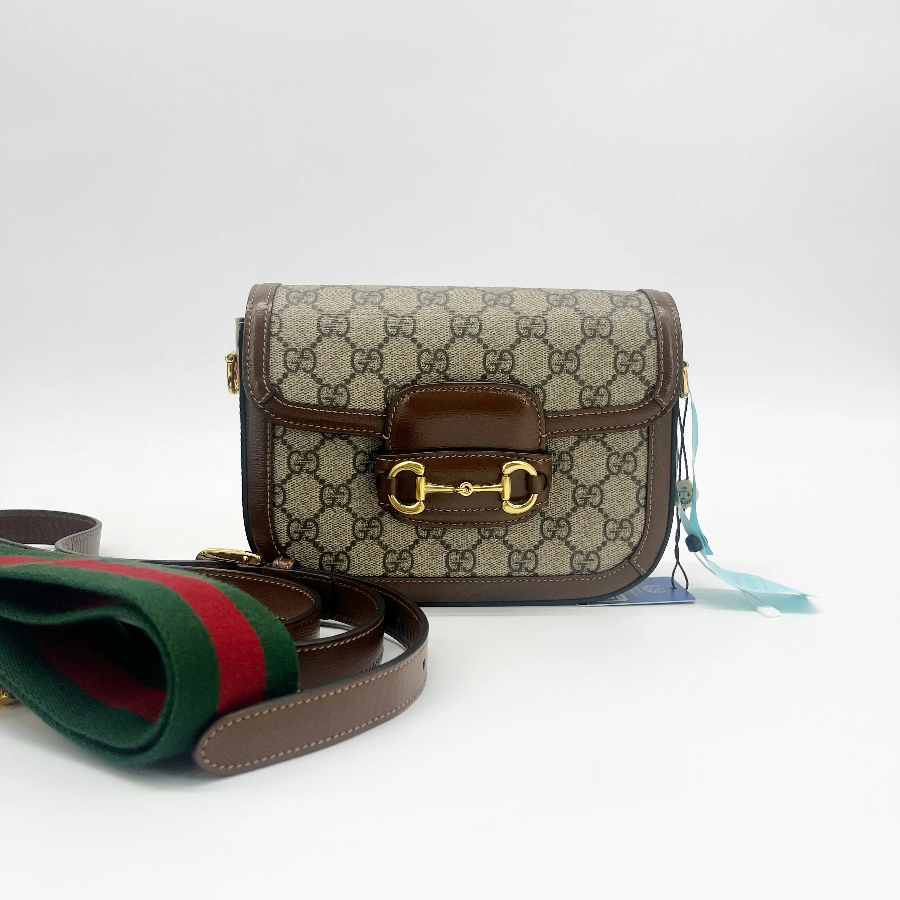 Pre-owned GUCCI Monogram Canvas Shoulder Bags Horsebit 1955 Mini shoulder bag