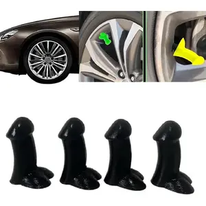4Pack Funny Prank Tire Valve Stem Caps Gag Gifts Pencil Valve stem caps Hilarious Prank Gifts Joke Gift Dust Proof Covers Wheel Tire Exterior Accessories for Cars, Bike, Trucks,Motor (Black)