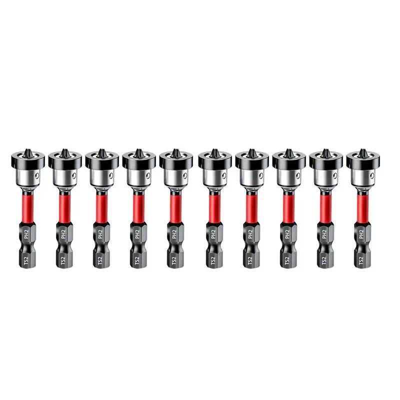10pcs Drywall Bit Attachment with Depth Stop, Magnetic Drywall Screwdriver Bits for Countersinking Drywall Screws in Plasterboard, 1/4 Inch Hex Shank Plasterboard Bit