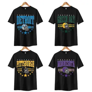 Retro 1960s Black All Team Football T-Shirt - Unisex Game Day Shirt, Vintage Team Fanwear, Classic Cotton Tee for Football Lovers unisex crewneck