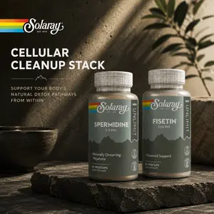 Solaray Cellular Cleanup Stack – Spermidine 3.3mg + Fisetin 250mg Bundle – Cellular Wellness, Antioxidant & Healthy Aging Support